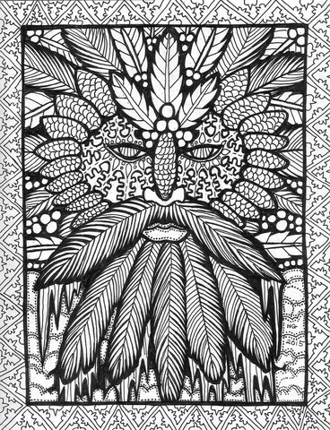 Face Of Winter Zentangle Coloring Page